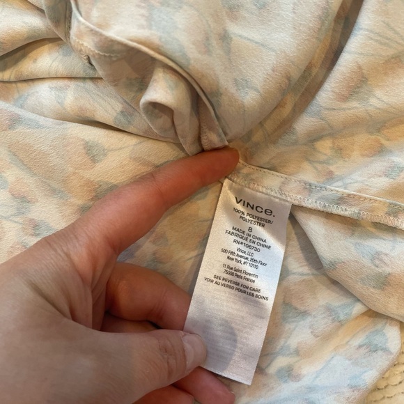 VINCE Flower Pattern Pencil Skirt in Tan and Blue - Picture 4 of 5